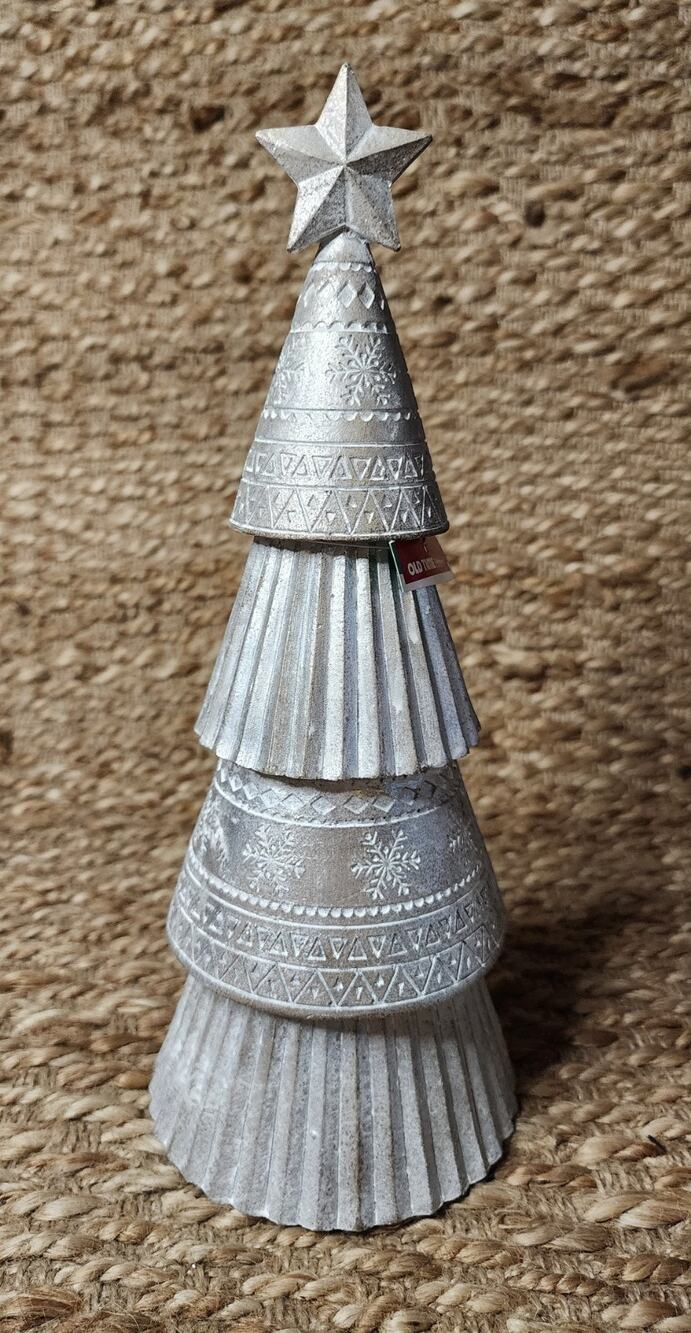 12.5" Matte Silver Christmas Tree Sculpture Tabletop Holiday Decor